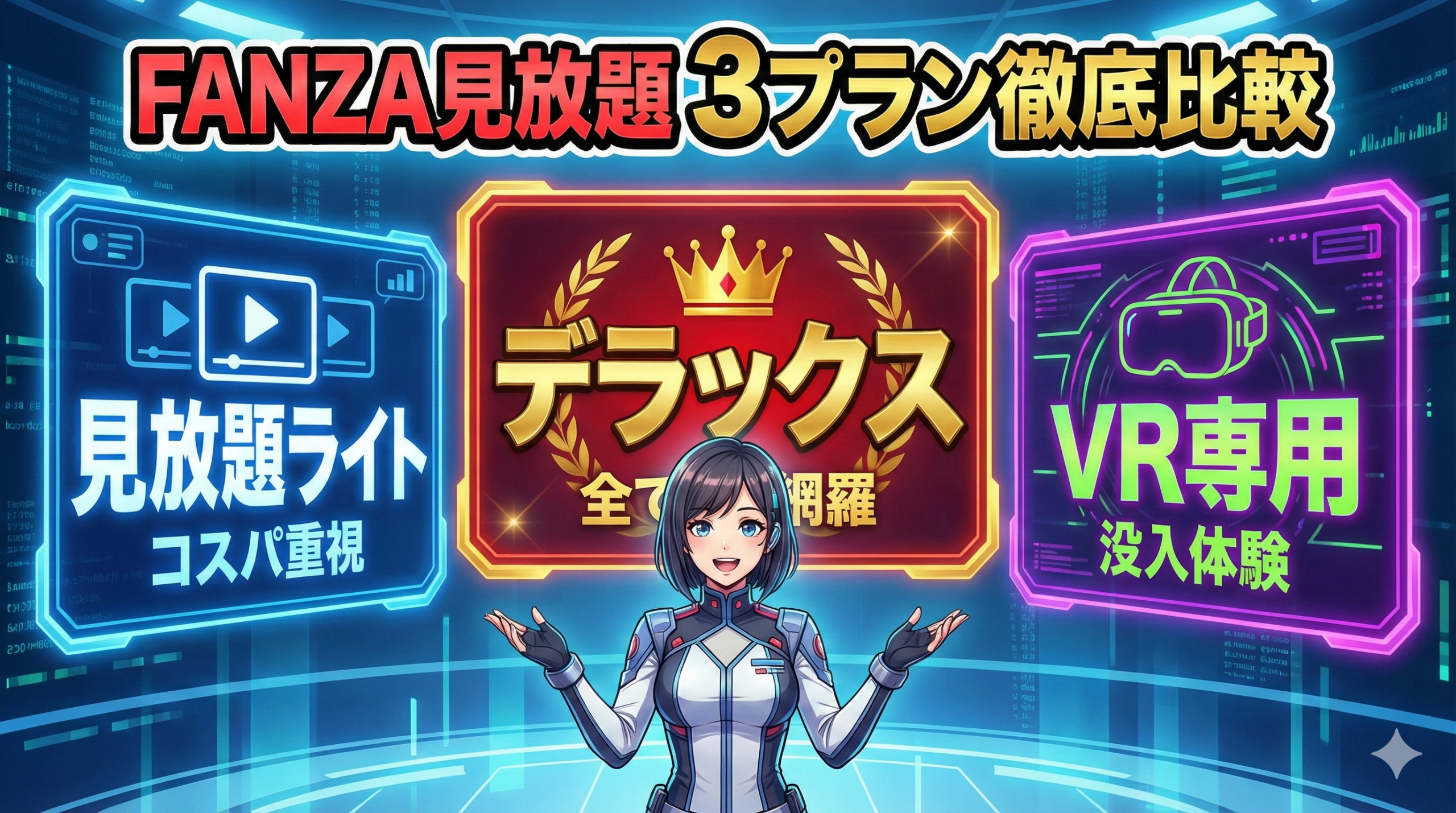 FANZA見放題ch・デラックス・VRどれが得？月額会員の料金と違いを徹底比較！