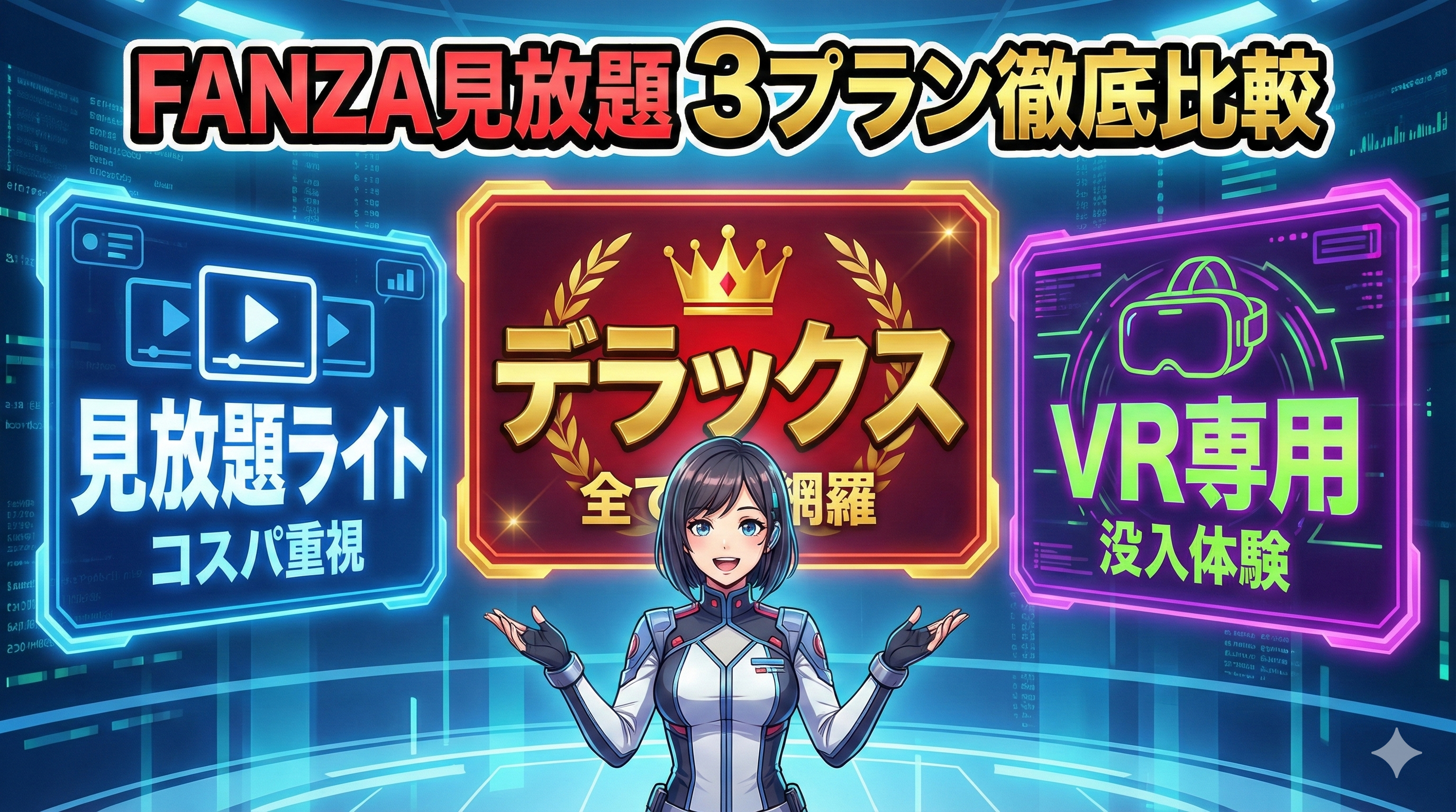 FANZA見放題ch・デラックス・VRどれが得?月額会員の料金と違いを徹底比較!